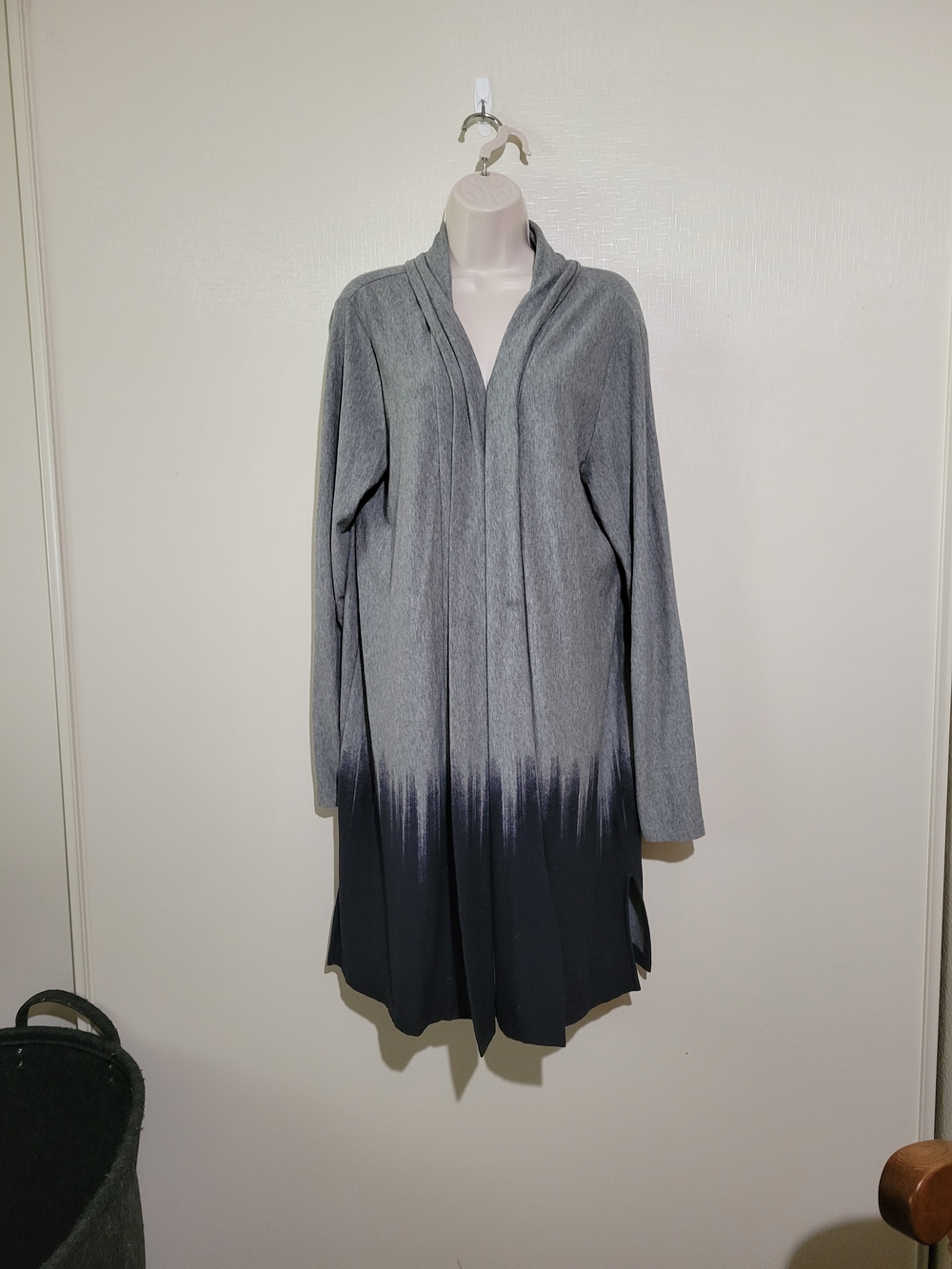 Lands' End Gray to Black Ombre Open-Front Cardigan